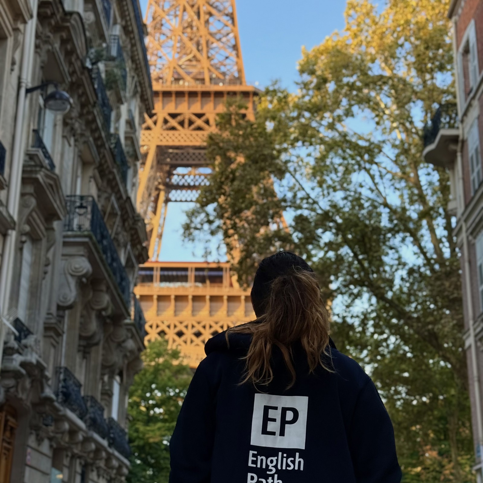General French student of EP at the Eiffel Tower in Paris